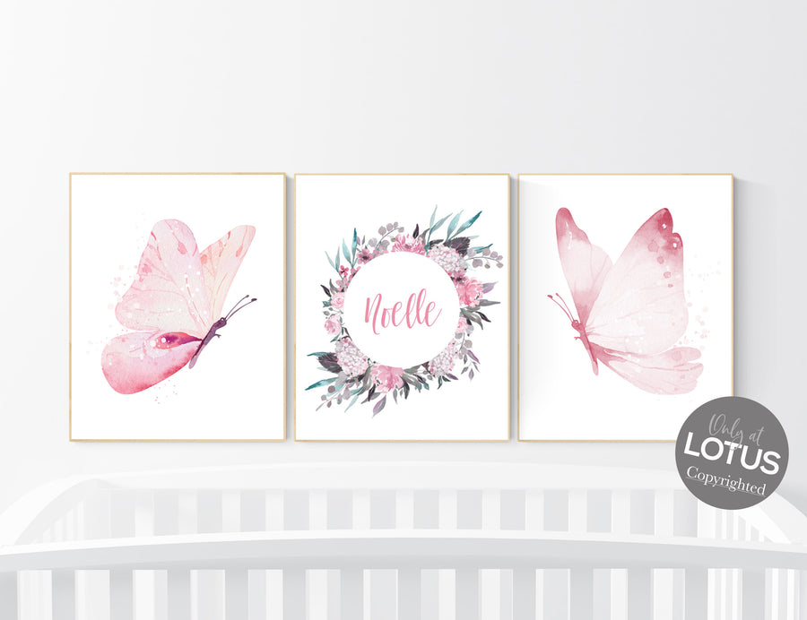 Nursery decor girl butterflies, Butterfly Nursery Art, pink nursery
