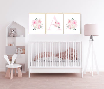 Nursery decor girl pink, nursery decor flower, nursery decor girl floral, flower nursery