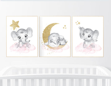 Nursery decor girl, pink gold nursery prints, girl nursery decor, pink elephant nursery prints, girl nursery ideas, girl nursery wall decor, nursery wall art girl, baby girl elephant nursery decor, pink and gold nursery art, girl nursery themes