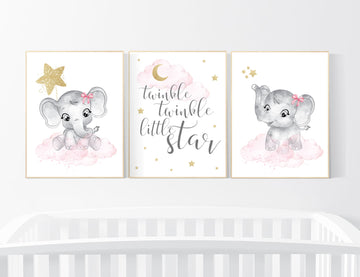 Nursery decor girl elephant, pink gold nursery prints, girl nursery decor, pink elephant nursery prints, girl nursery ideas, girl nursery wall decor, nursery wall art girl, baby girl elephant nursery decor, pink and gold nursery art, girl nursery themes
