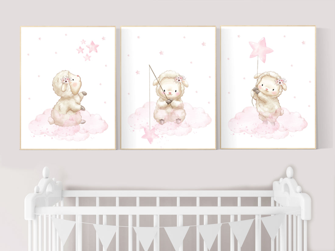 Sheep nursery decor, Nursery decor girl, lamb nursery wall art, sheep print, sheep themed nursery