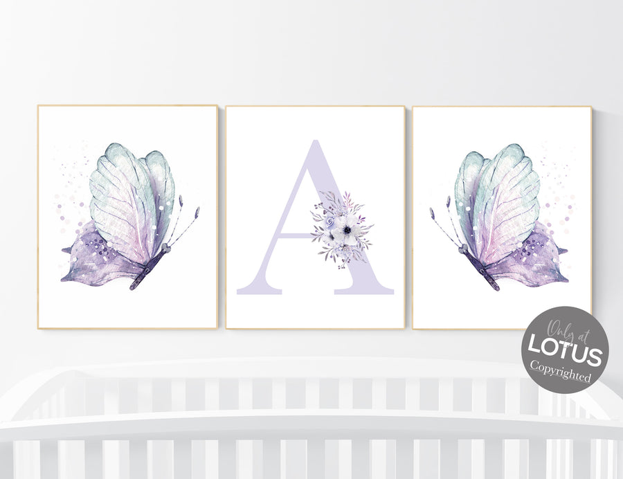Butterfly nursery, purple mint, Butterfly Nursery Art, Butterfly prints for nursery