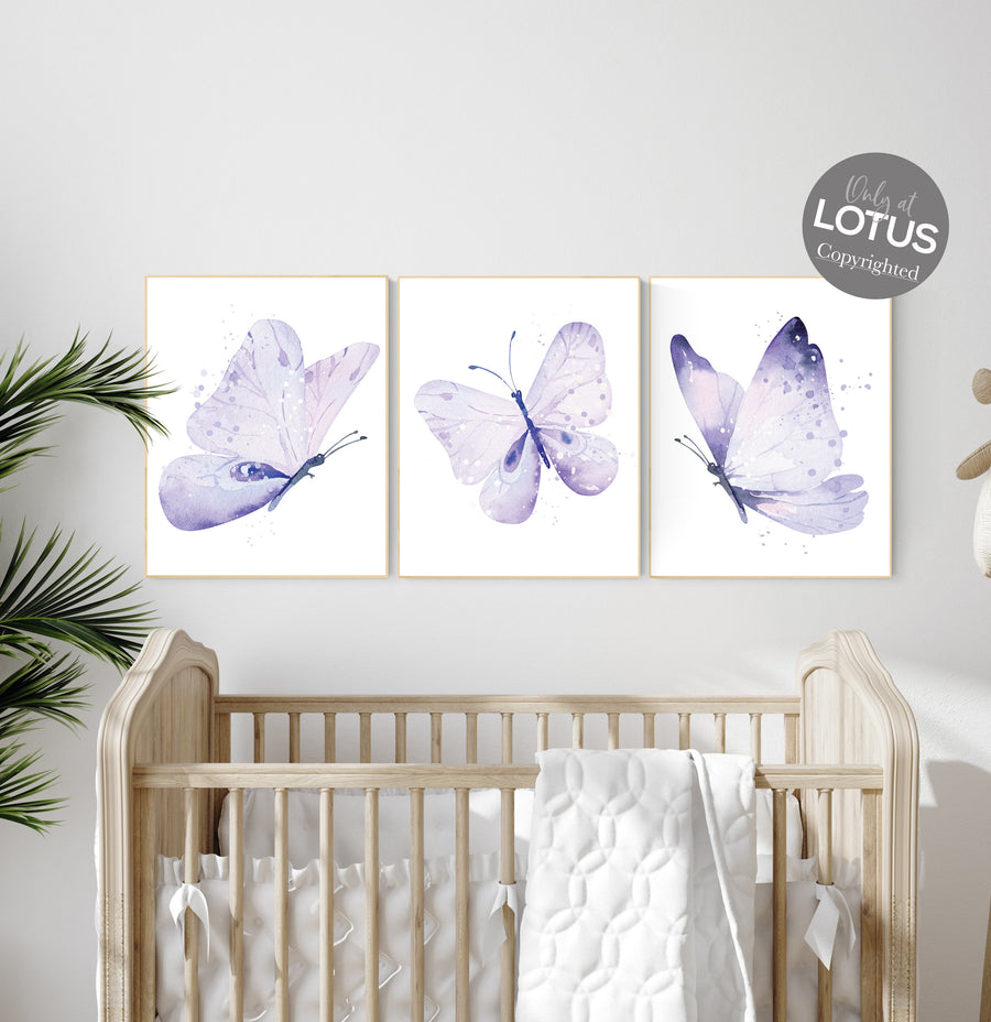 Nursery decor girl butterfly, nursery decor purple, nursery decor girl lilac