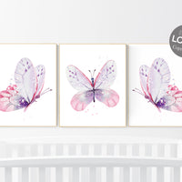 Nursery decor girl butterfly, purple pink, Butterfly Nursery Art, Girl Nursery Art