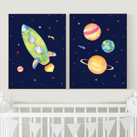 Nursery decor boy space, space themed nursery for kids, nursery prints boy, space wall art