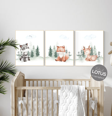 Nursery decor woodland, Woodland Nursery Wall Art, Woodland Print Set