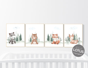 Nursery decor woodland, Woodland Nursery Wall Art, Woodland Print Set