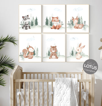 Nursery decor woodland, Woodland Nursery Wall Art, Woodland Print Set, animal prints