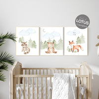 Nursery decor woodland, Woodland Nursery Wall Art, Woodland Print Set, animal prints