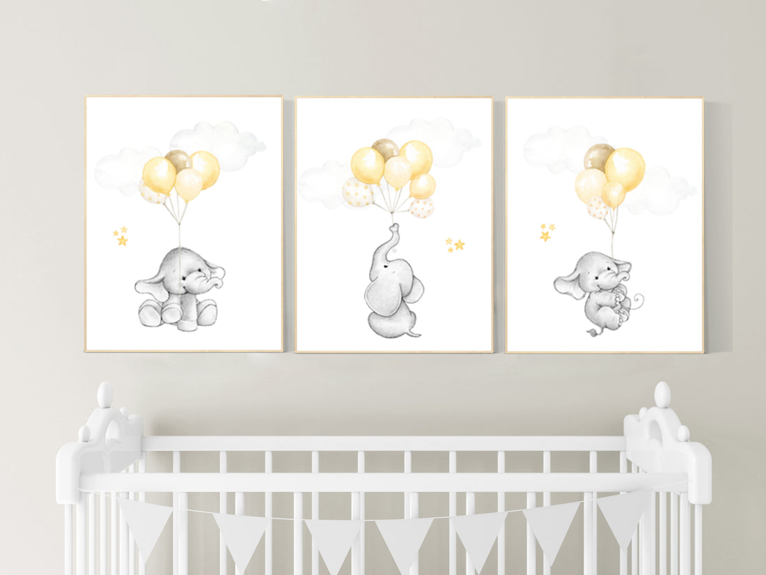 Gender neutral nursery wall art, yellow gray, yellow grey, neutral nursery decor, stars and moon